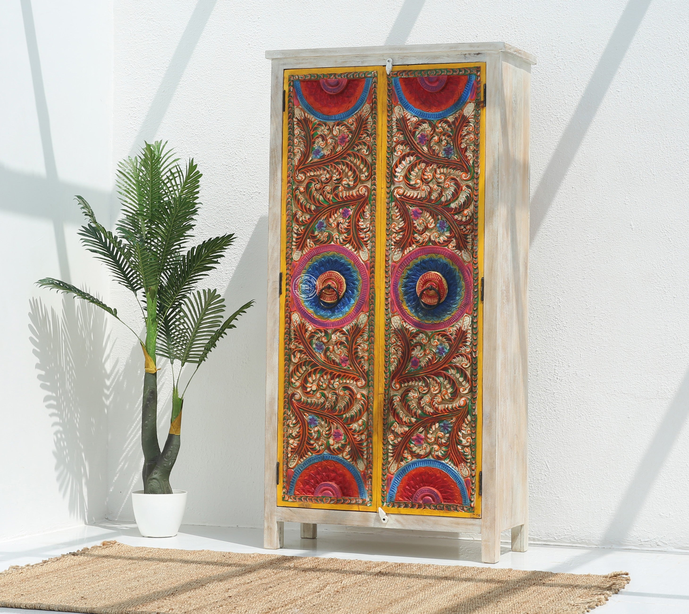 Rosy Painting Wooden 2 door  closet