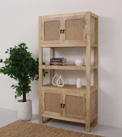 Lazy Rattan Display Cabinet – Solid Mango Wood, 180 cm | Opelhome UAE