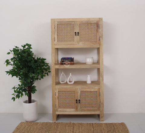 Lazy Rattan Display Cabinet – Solid Mango Wood, 180 cm | Opelhome UAE