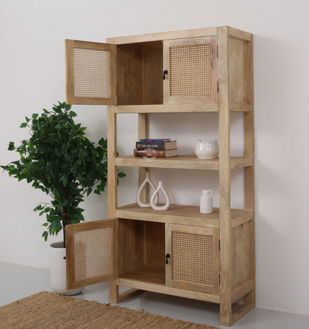 Lazy Rattan Display Cabinet – Solid Mango Wood, 180 cm | Opelhome UAE