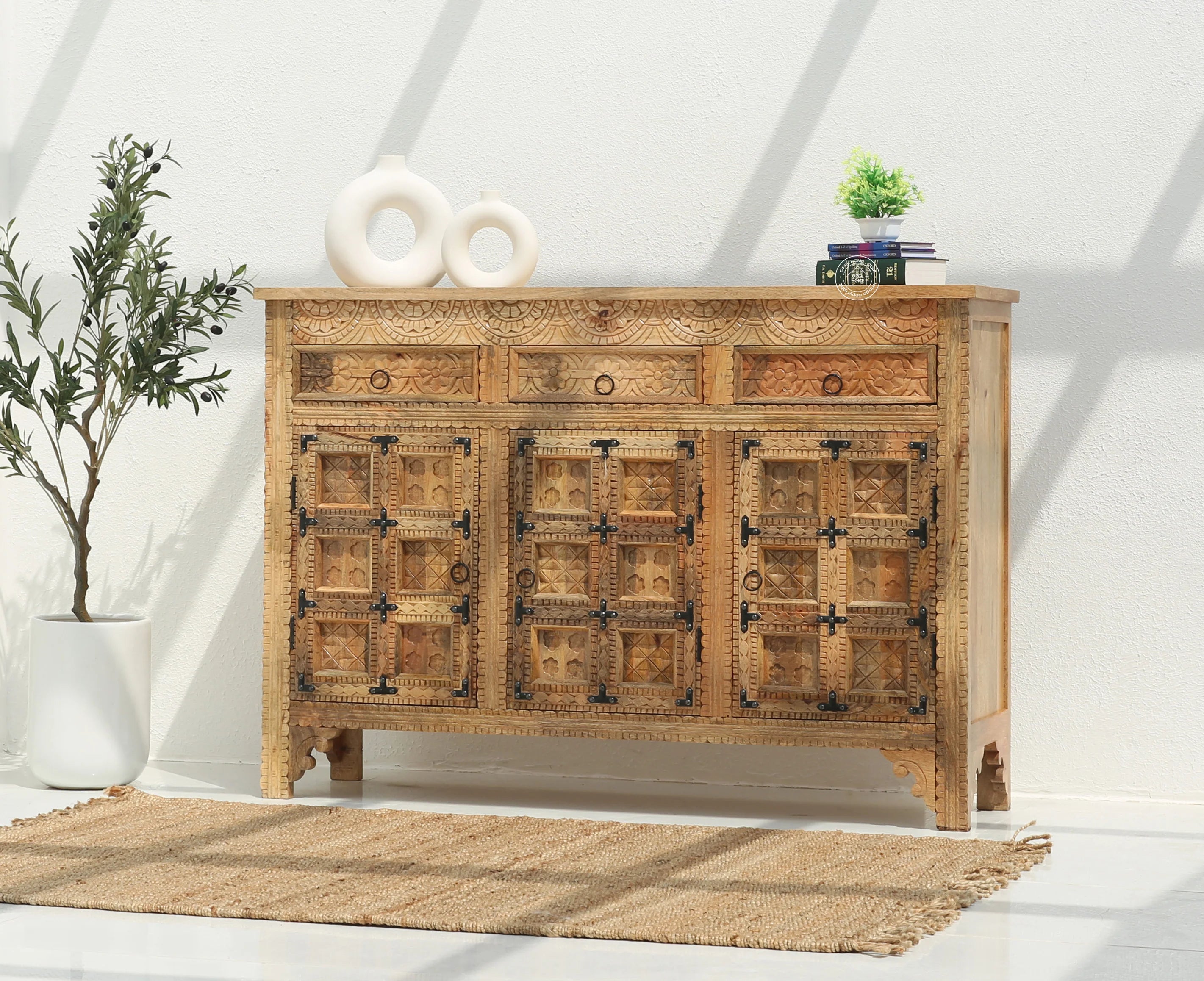 Berry Wooden 3 door 3 Drawer  Sideboard (Multiple Colors Options).