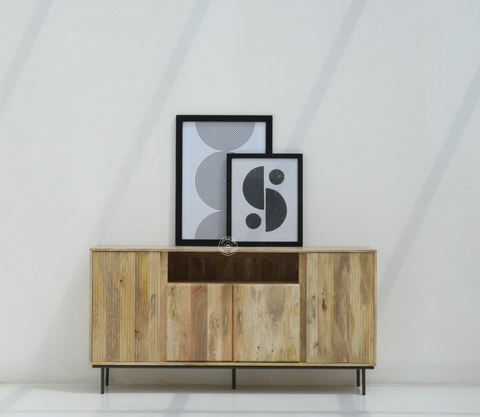 Tetteh Wooden 4 Door Sideboard (Natural finish)