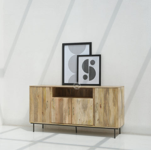 Tetteh Wooden 4 Door Sideboard (Natural finish)
