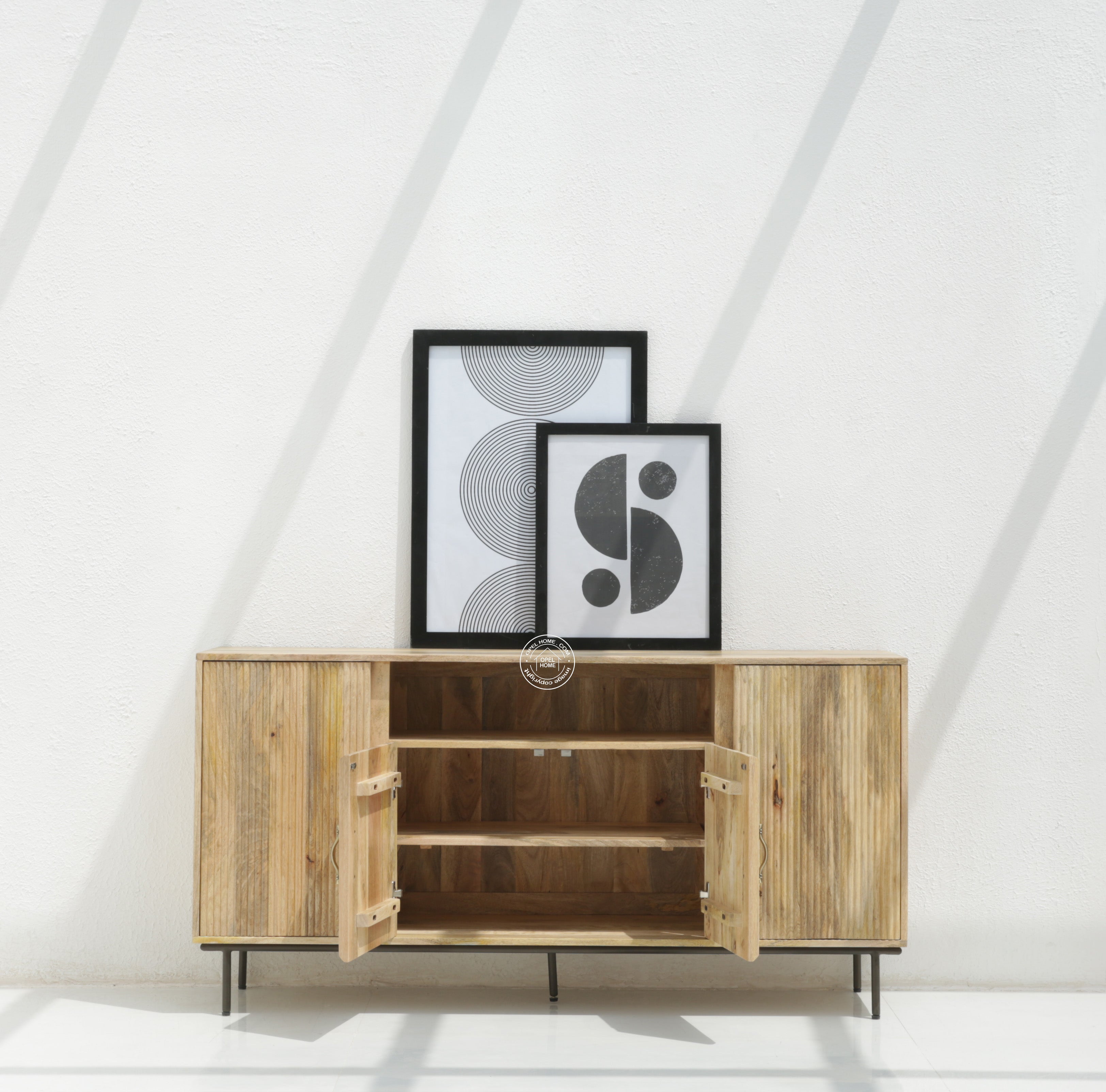 Tetteh Wooden 4 Door Sideboard (Natural finish)