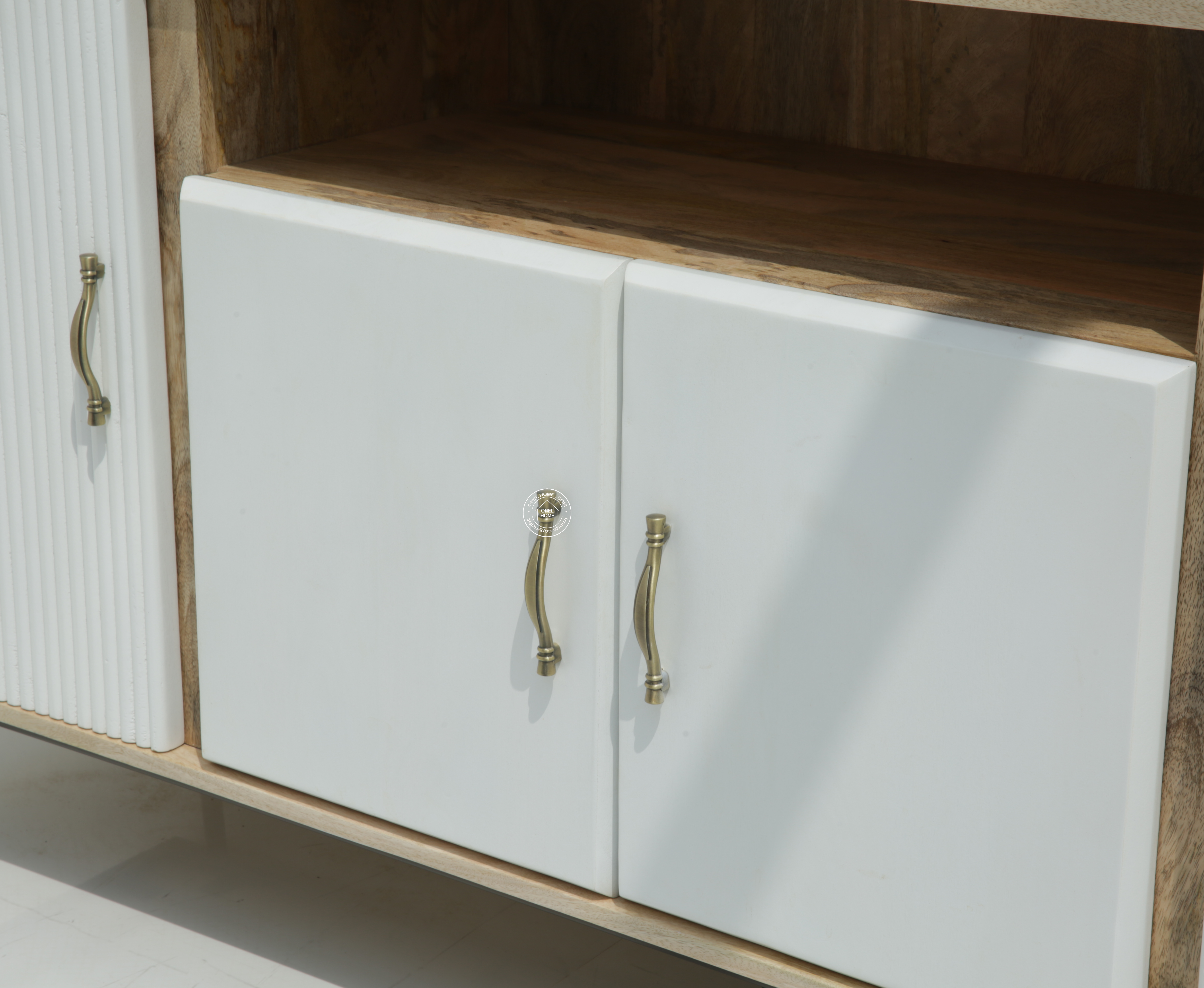 Tetteh Wooden 4 Door Sideboard (Natural + white finish)