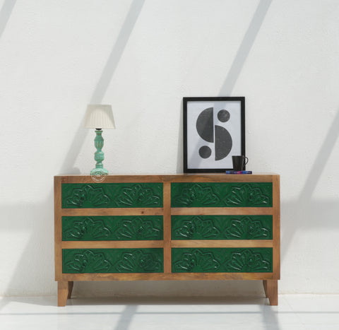 Bearup 6 Drawer Wooden Carved Chest Of Drawers