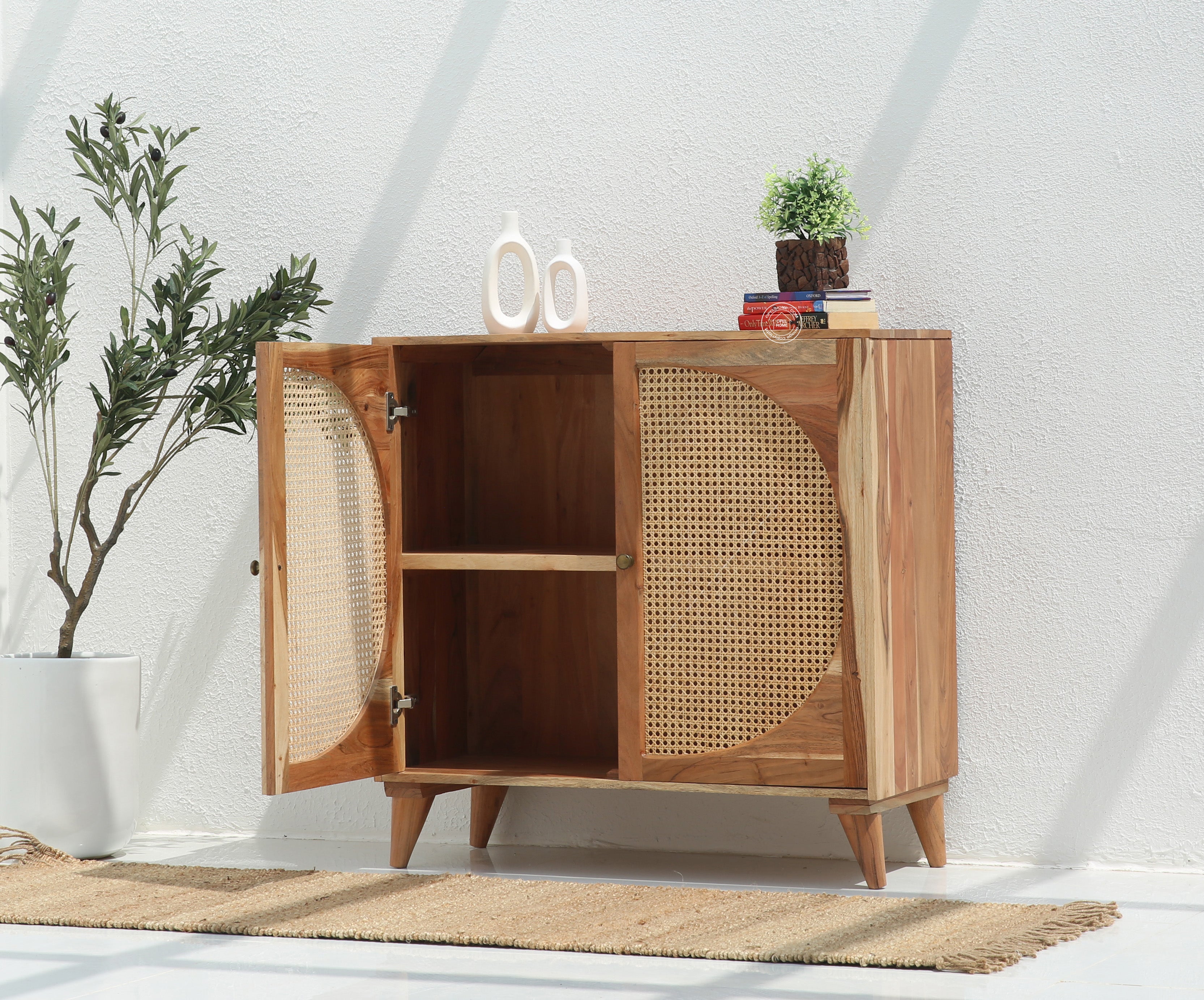 Daris Rattan 2 Door Acacia Wood Sideboard