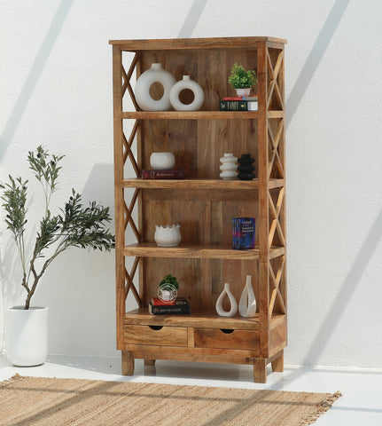 Alimy Wooden Display Shelf Unit – Solid Wood, 196 cm | Opelhome UAE