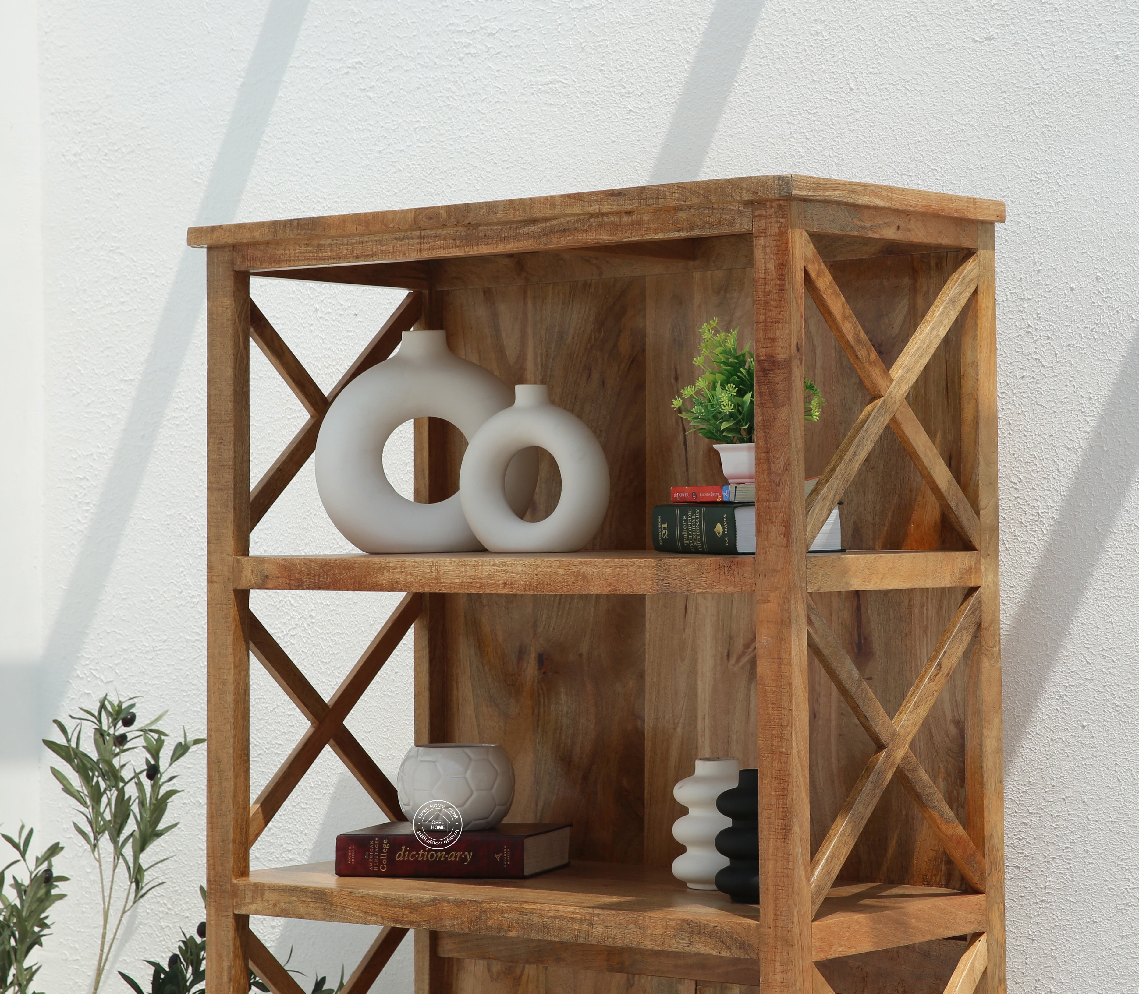 Alimy Wooden Display Shelf Unit – Solid Wood, 196 cm | Opelhome UAE