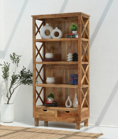 Alimy Wooden Display Shelf Unit – Solid Wood, 196 cm | Opelhome UAE