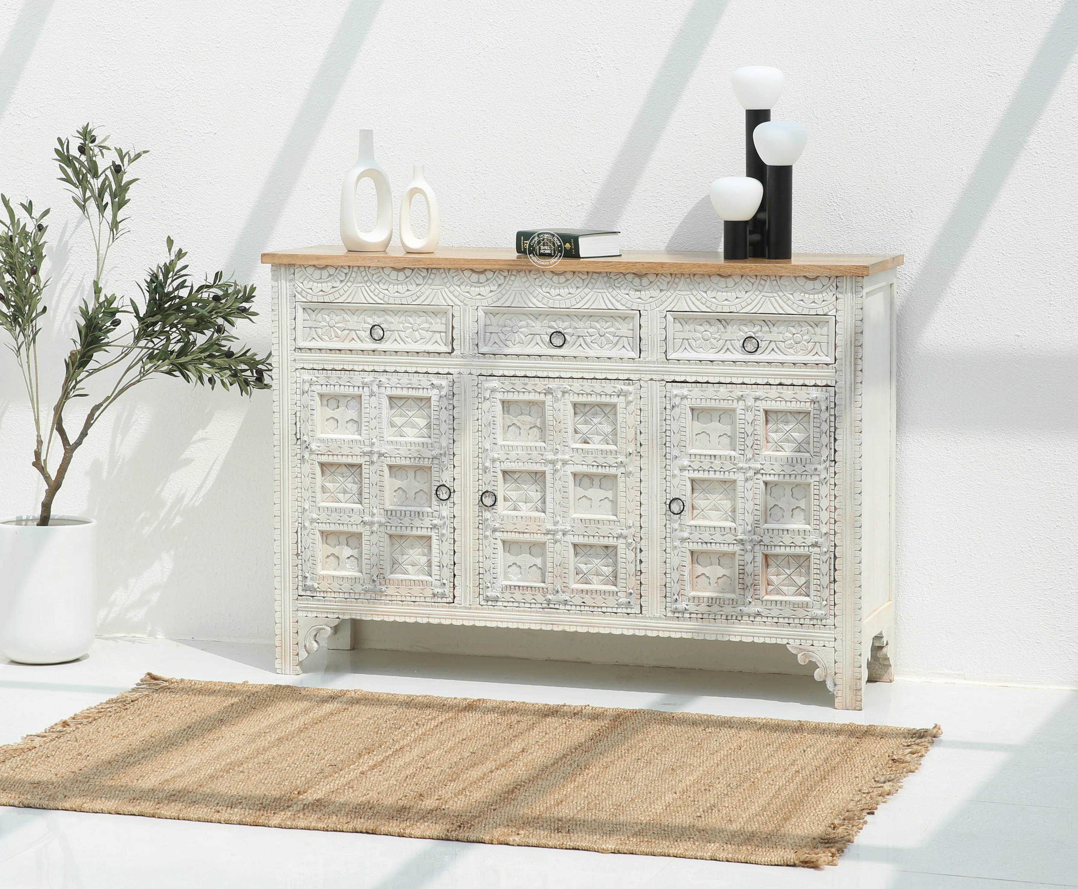 Berry Wooden 3 door 3 Drawer  Sideboard (Multiple Colors Options).