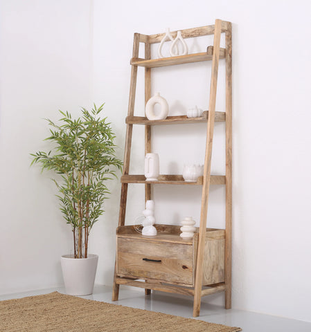 Hartman Wooden Ladder Shelf – Solid Mango Wood, Natural Finish | Opelhome UAE