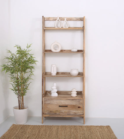 Hartman Wooden Ladder Shelf – Solid Mango Wood, Natural Finish | Opelhome UAE