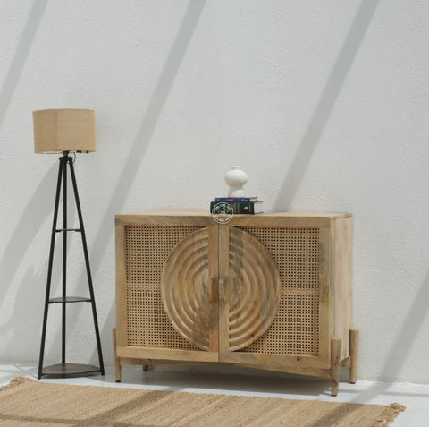 Hallum 3 Door Rattan Sideboard