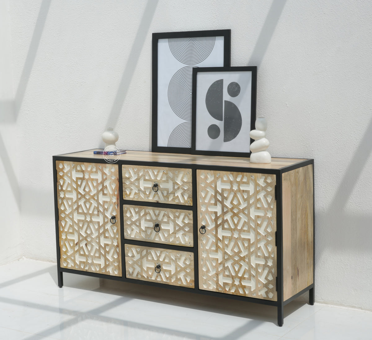 Antonella 3 Drawers & 2 Doors Metal frame Sideboard