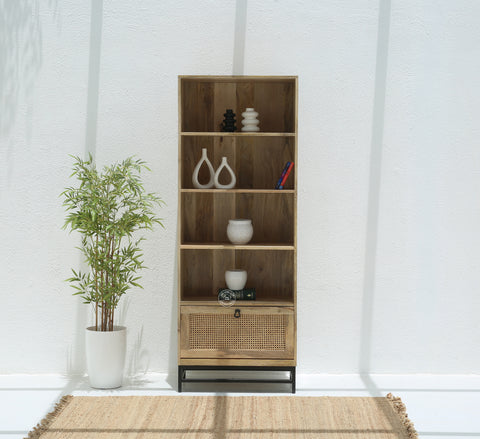 Richmond Rattan  Wooden Bookcase/Shelves with Black Base