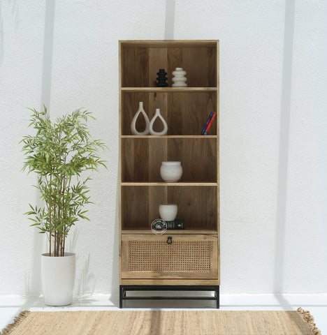 Richmond Rattan  Wooden Bookcase/Shelves with Black Base