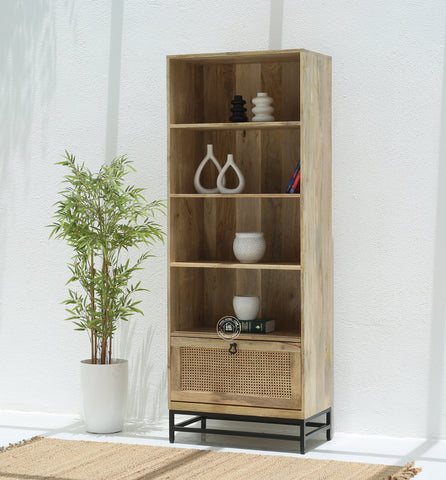 Richmond Rattan  Wooden Bookcase/Shelves with Black Base