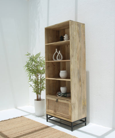 Richmond Rattan  Wooden Bookcase/Shelves with Black Base