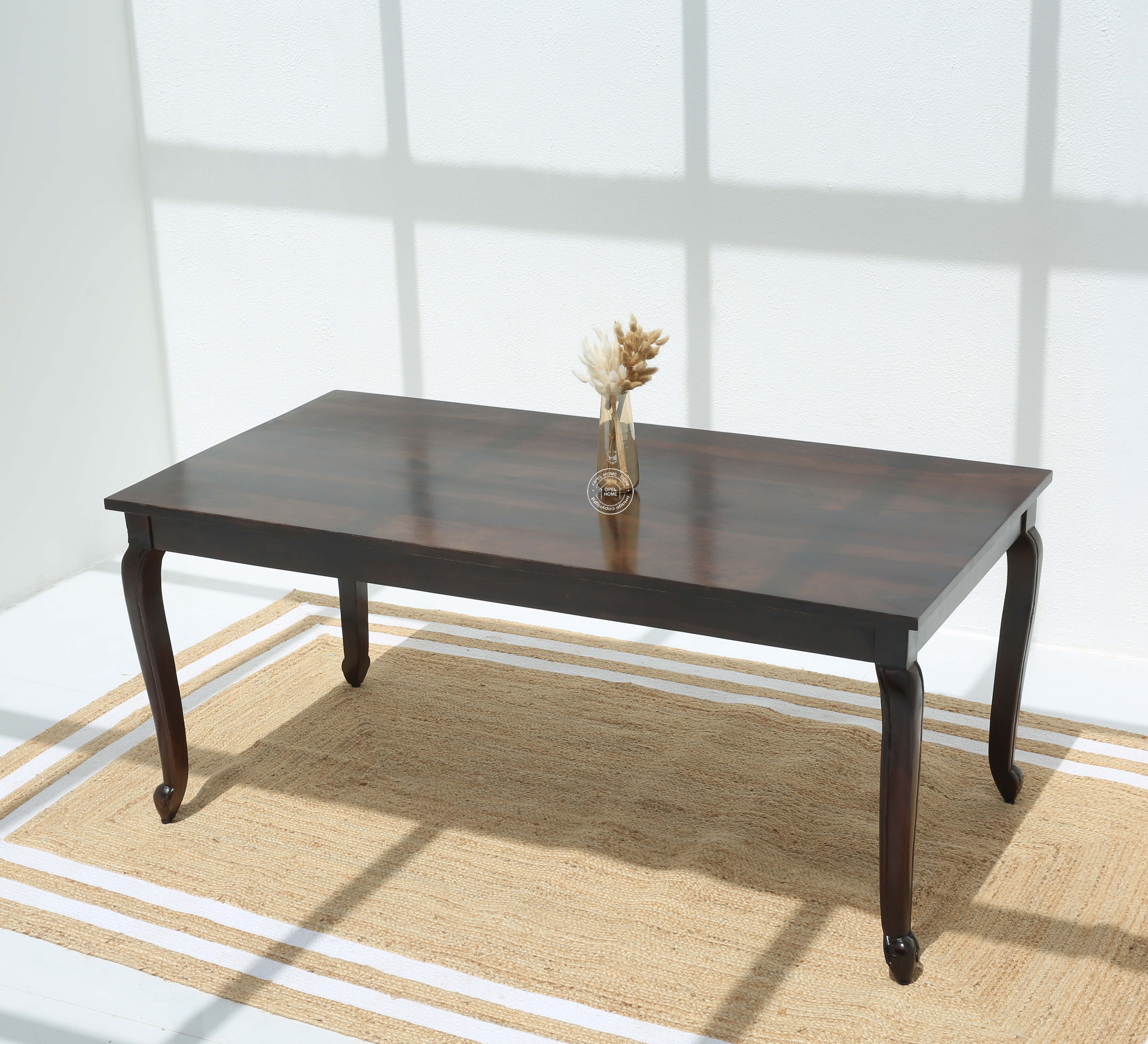 Aurora Wooden 6 Seater Dining Table – (Only Table), Walnut finish | Opelhome UAE