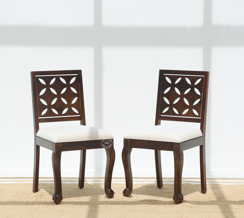 Rose Wooden Dining Chair – (Only one pcs , Walnut finish | Opelhome UAE