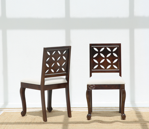 Rose Wooden Dining Chair – (Only one pcs , Walnut finish | Opelhome UAE