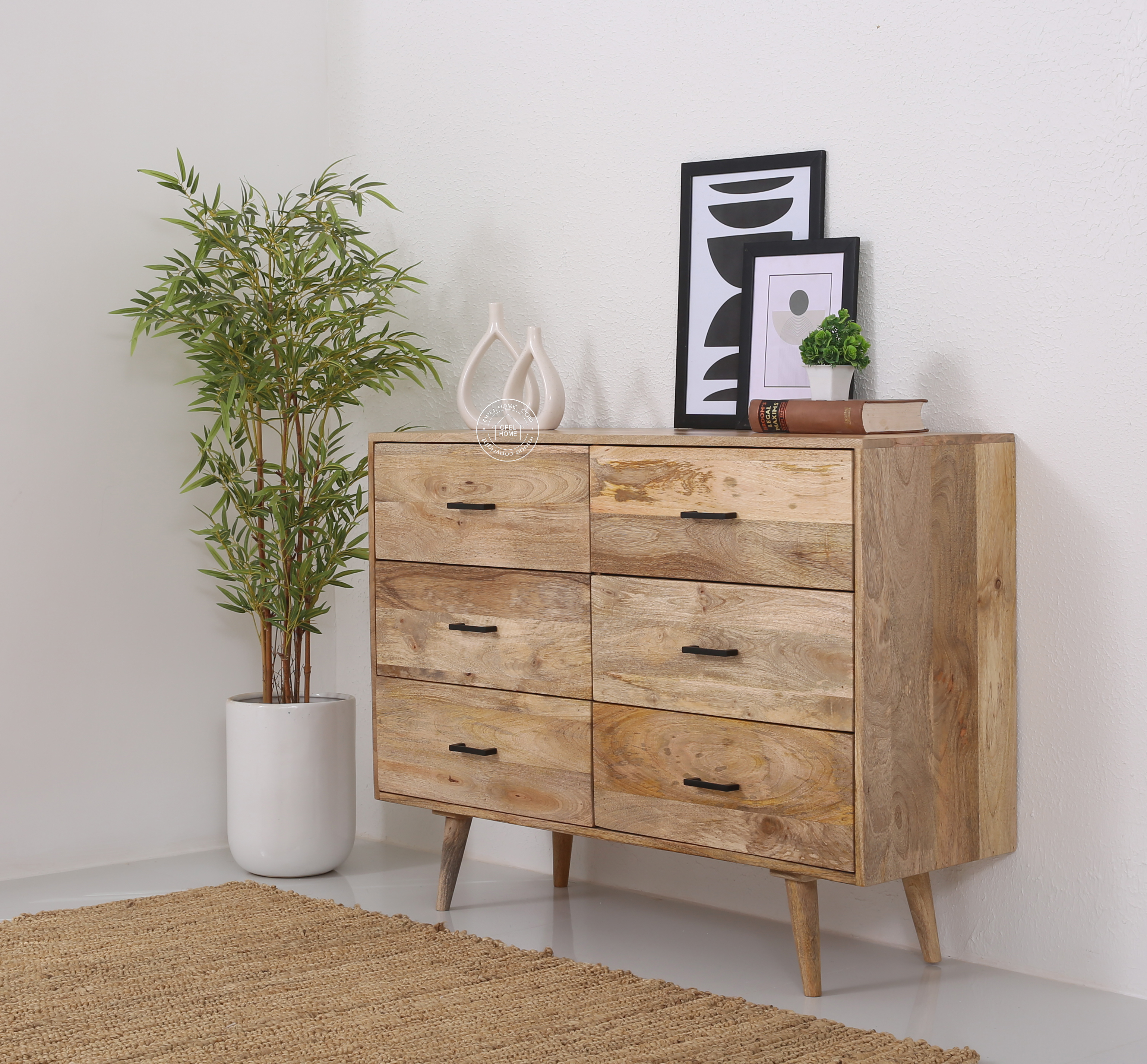 Linehaus 6 Drawer Wooden Chest Of Drawers