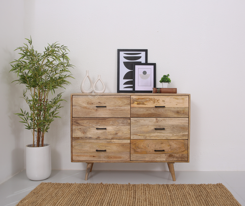 Linehaus 6 Drawer Wooden Chest Of Drawers