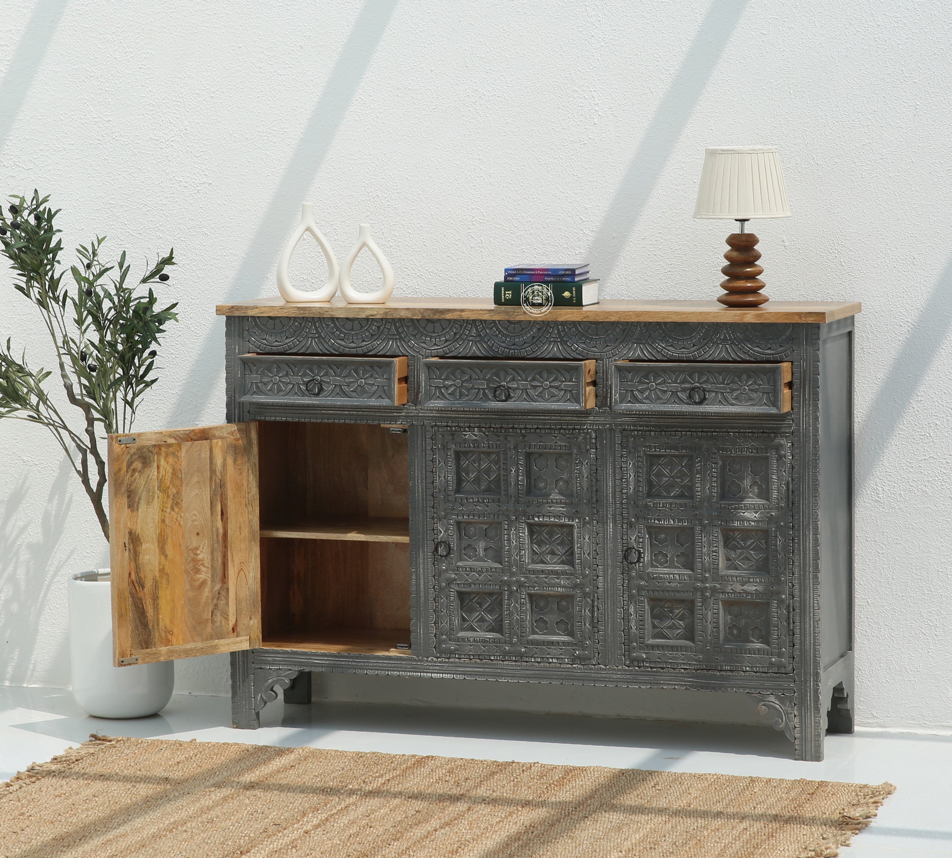 Berry Wooden 3 door 3 Drawer  Sideboard (Multiple Colors Options).