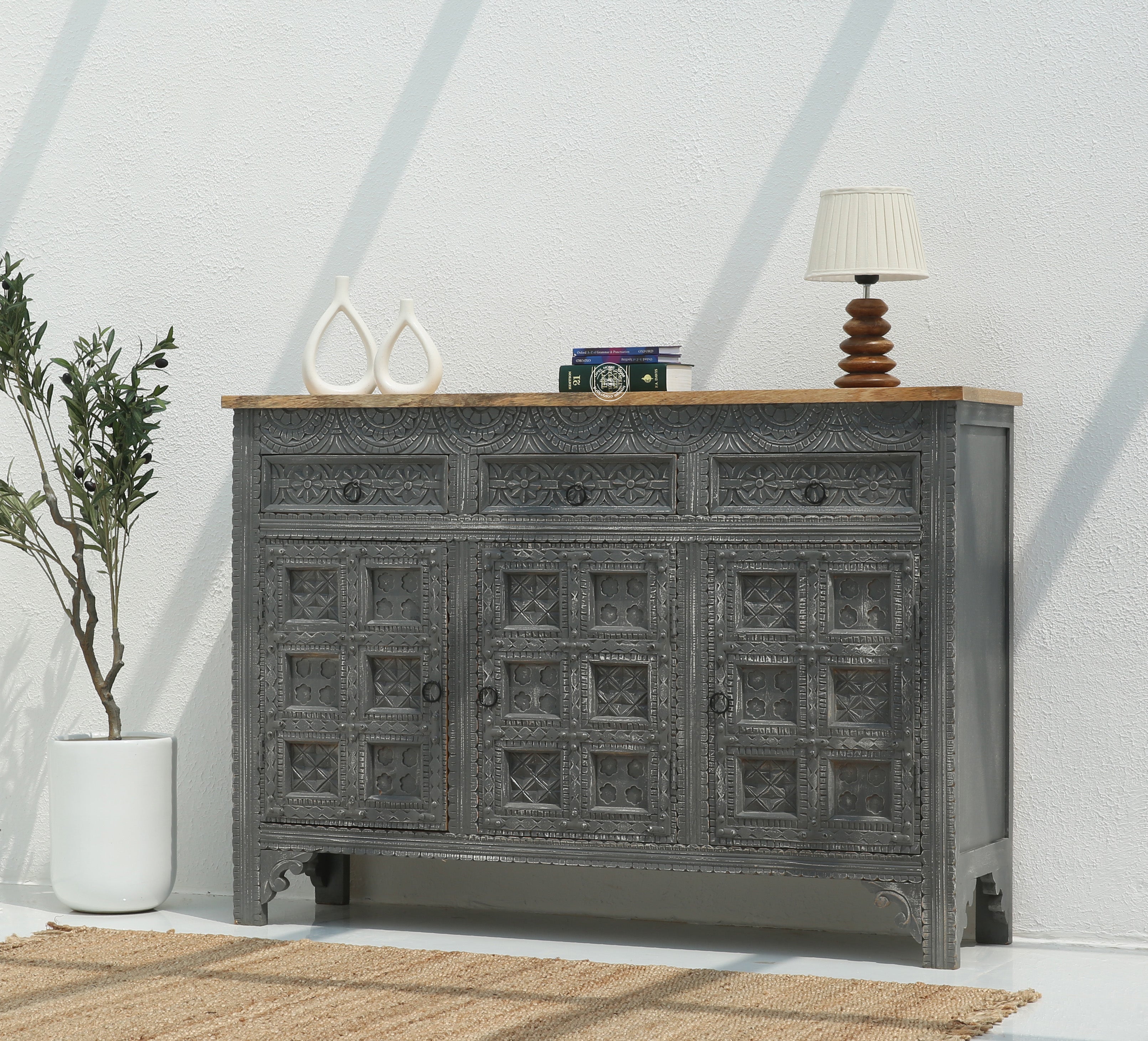 Berry Wooden 3 door 3 Drawer  Sideboard (Multiple Colors Options).