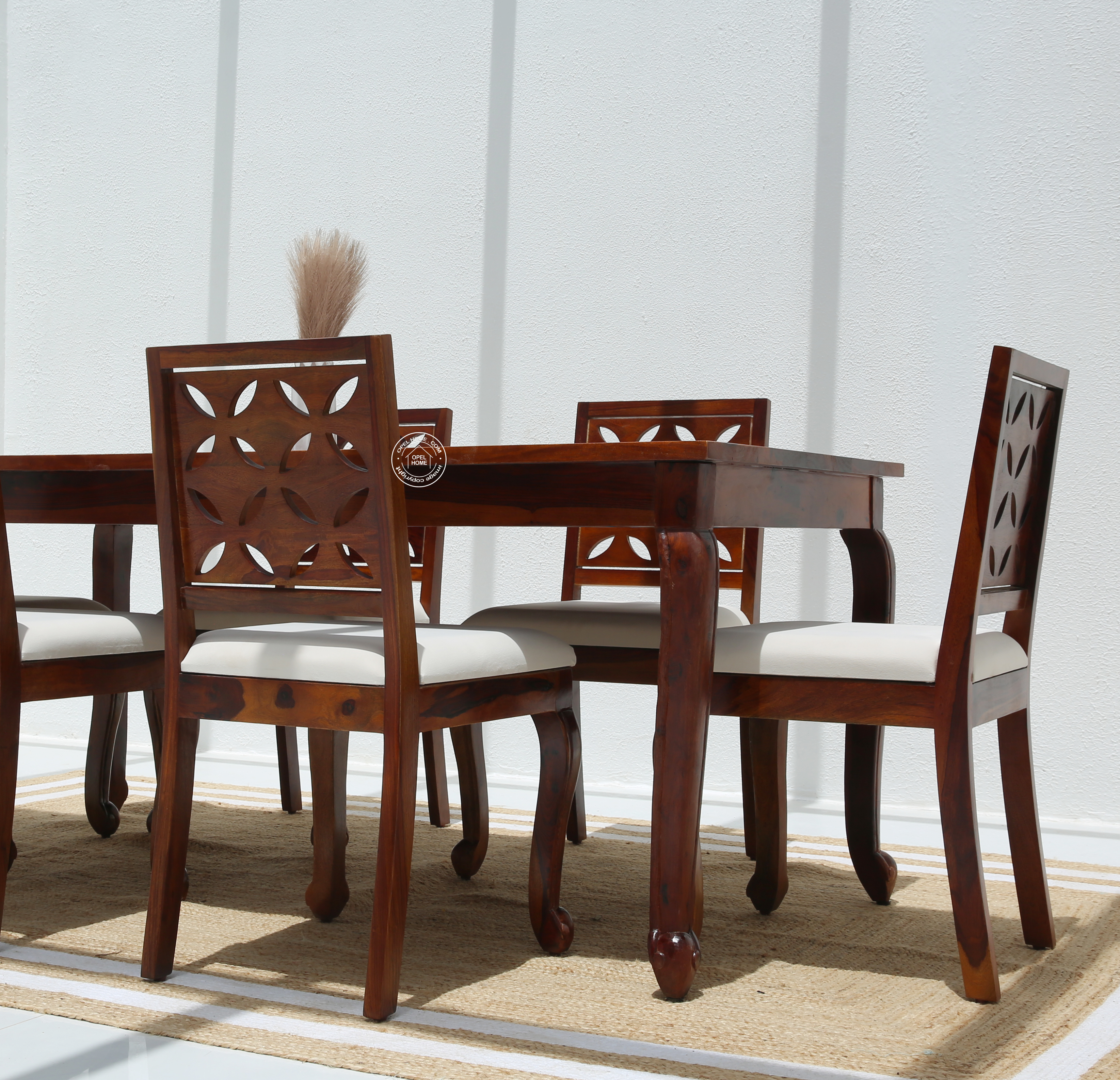 Aurora Wooden 6 Seater Dining Table – (Only Table), Honey finish | Opelhome UAE