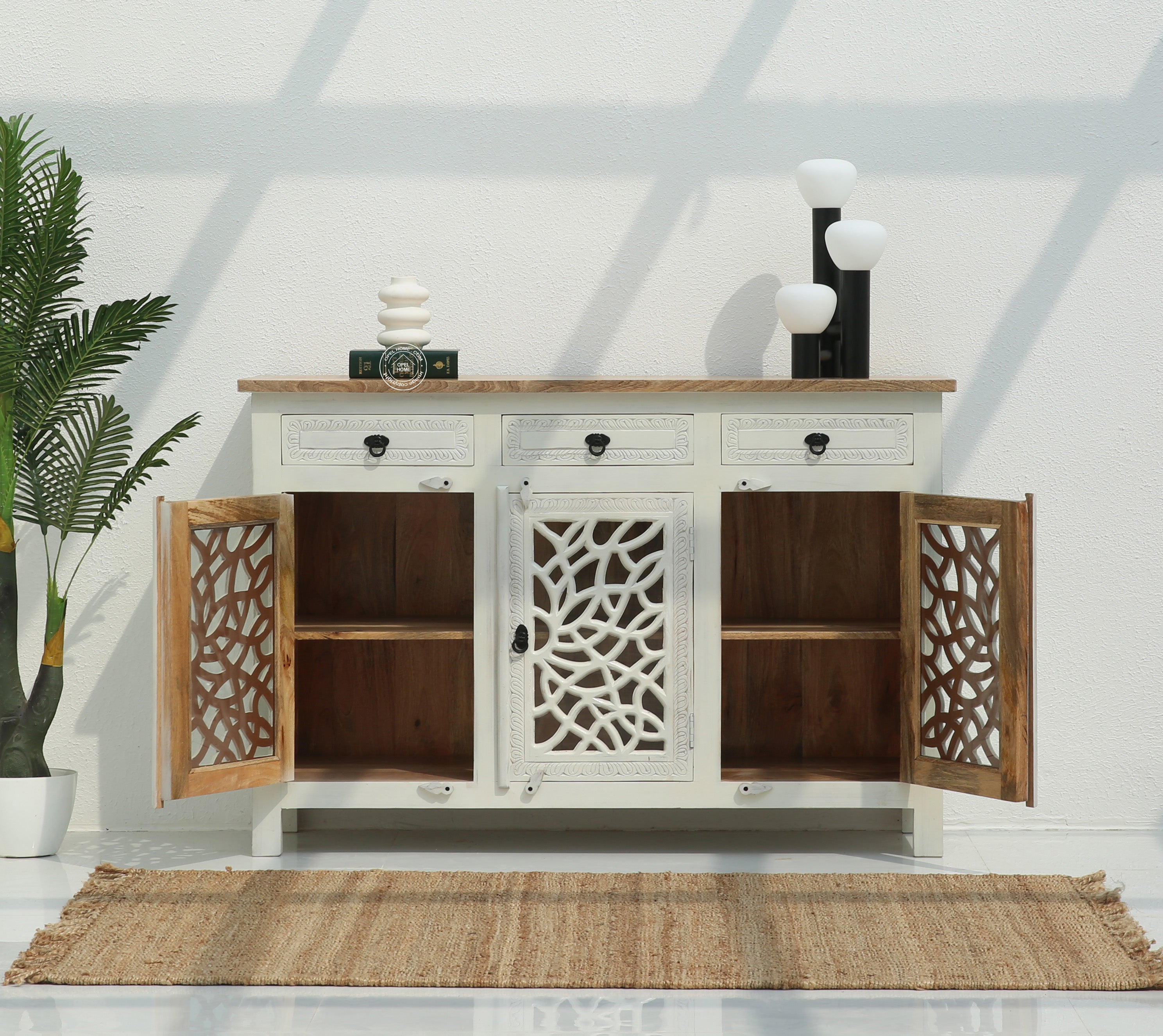 Ninza wooden 3 door 3 Drawers Sideboard