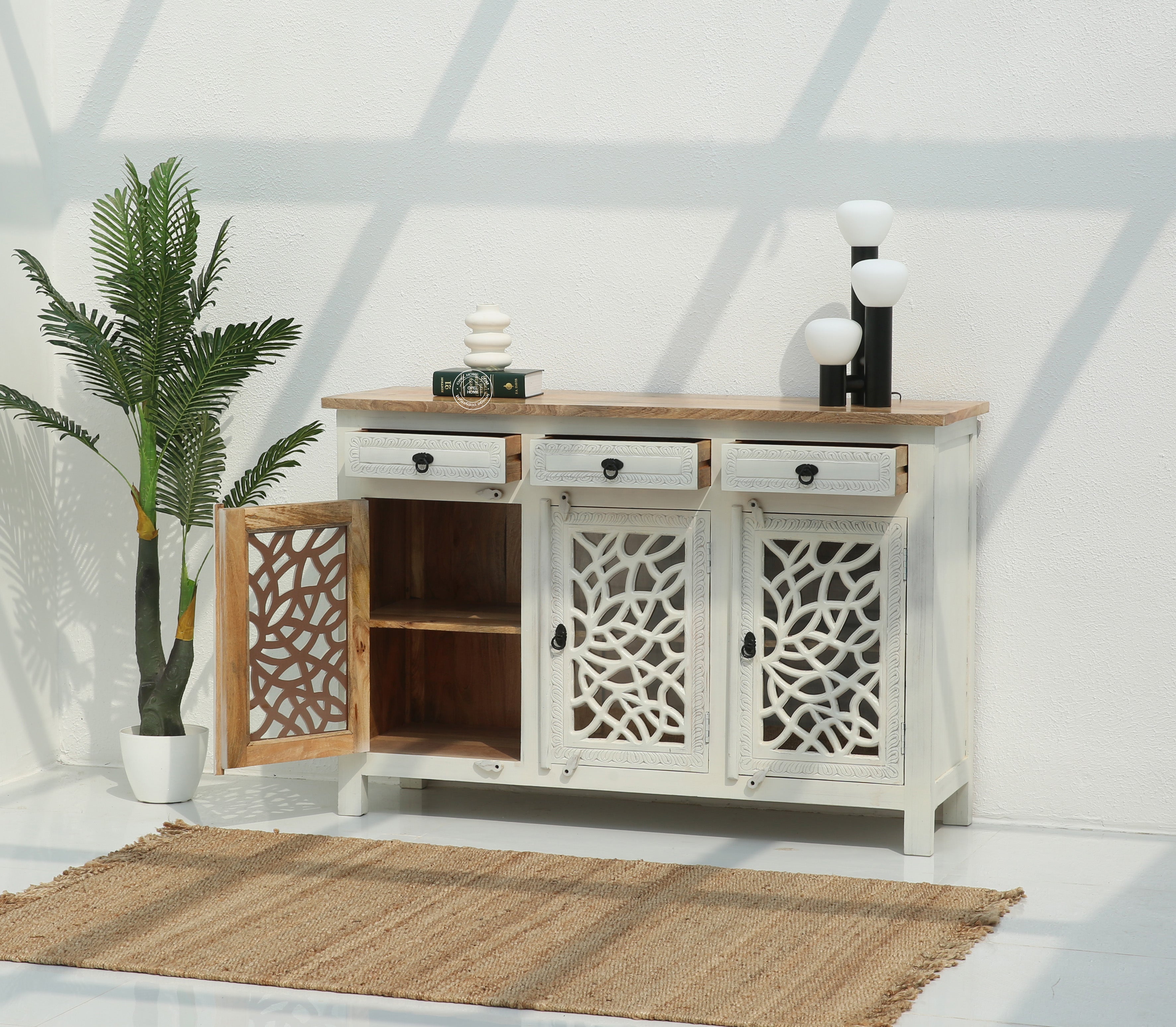 Ninza wooden 3 door 3 Drawers Sideboard