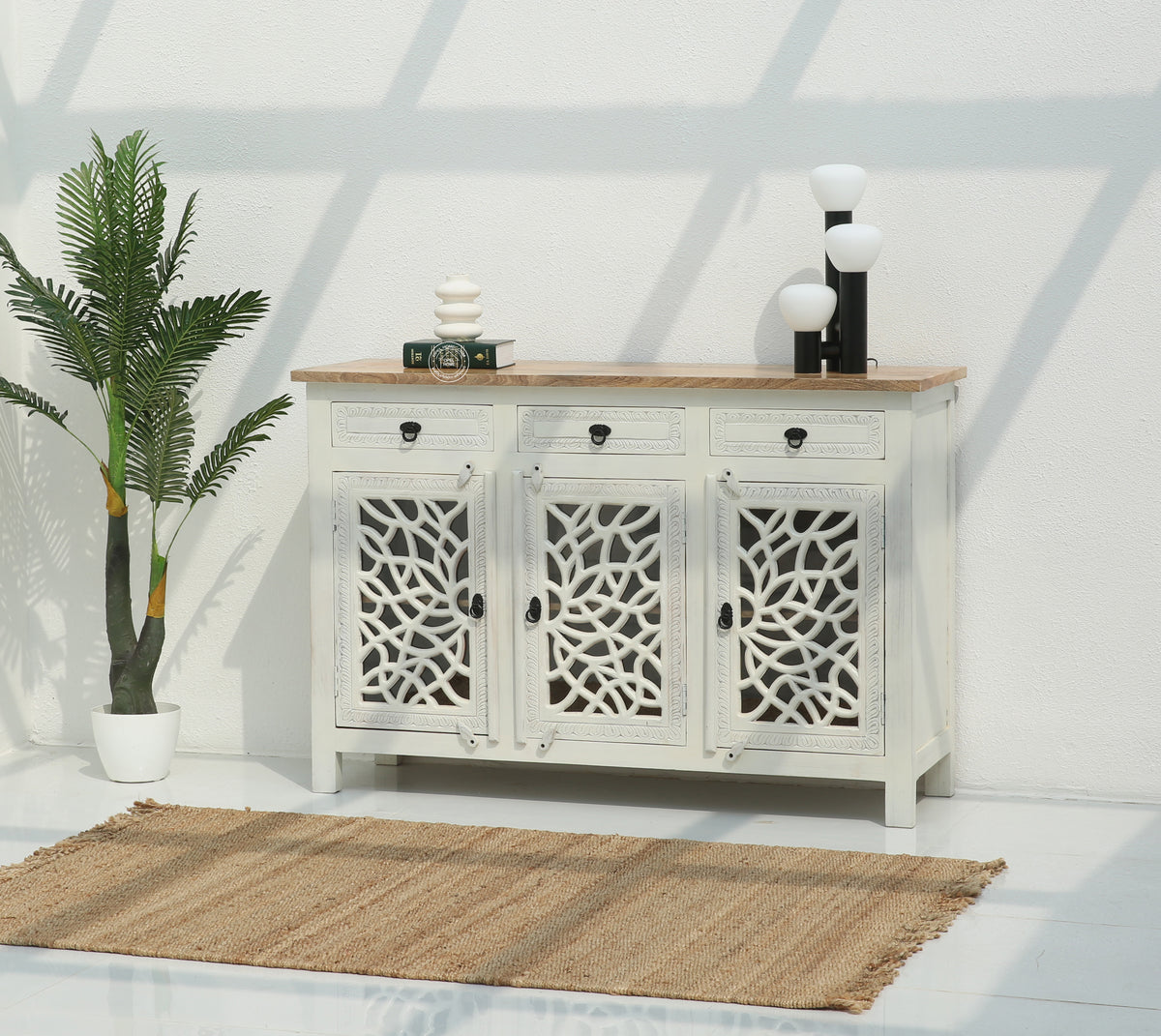 Ninza wooden 3 door 3 Drawers Sideboard