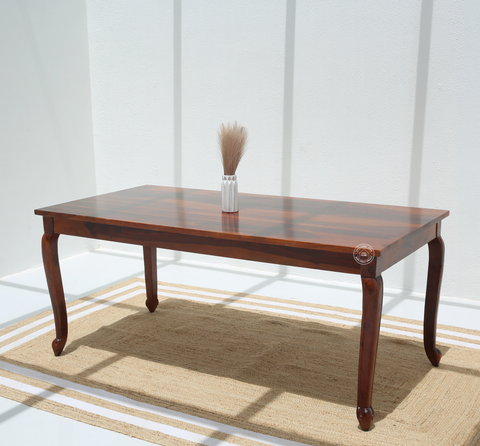 Aurora Wooden 6 Seater Dining Table – (Only Table), Honey finish | Opelhome UAE