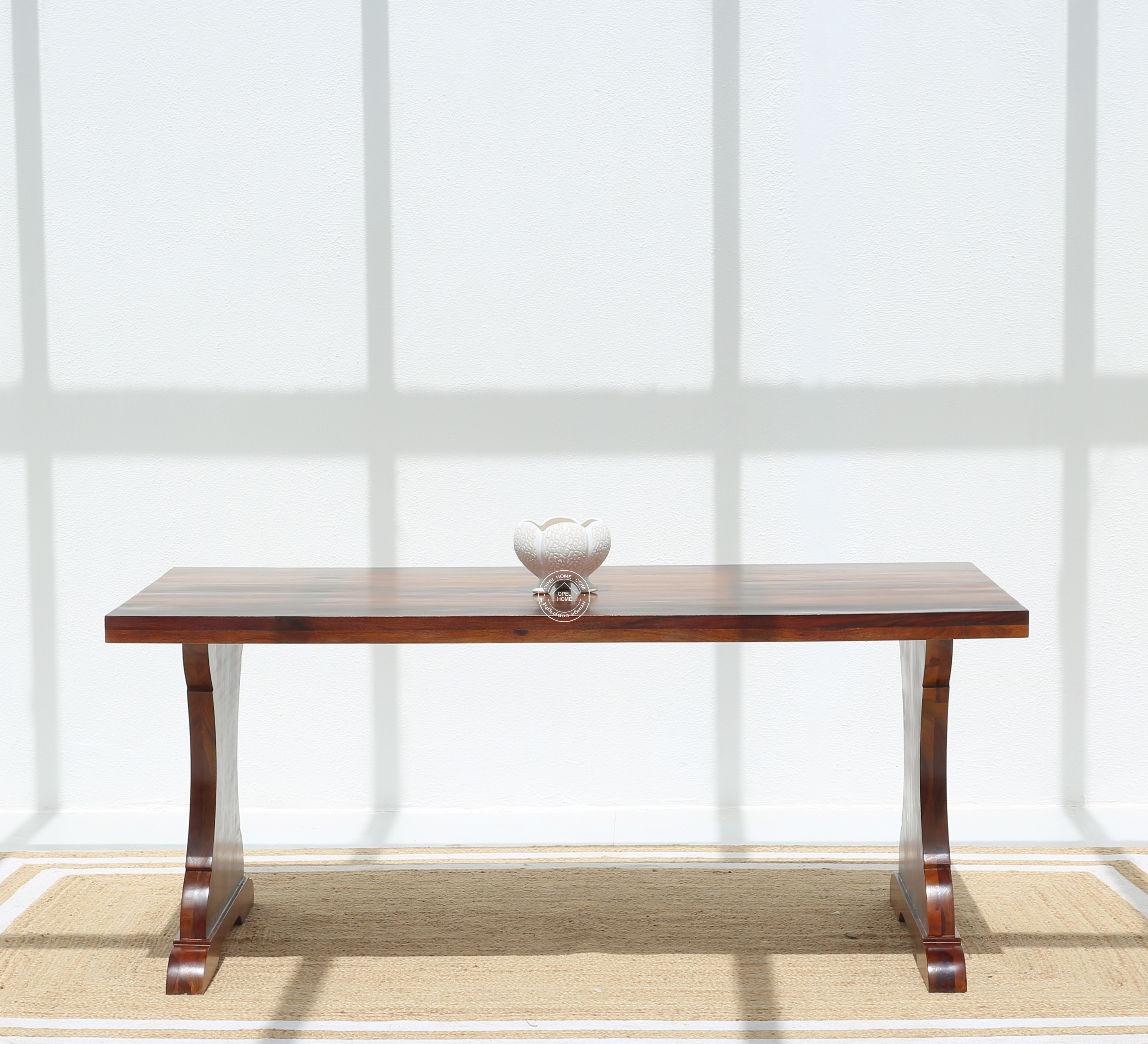 Rosetta Wooden 6 Seater Dining Table – (Only Table) , honey finish | Opelhome UAE