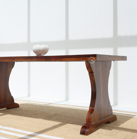 Rosetta Wooden 6 Seater Dining Table – (Only Table) , honey finish | Opelhome UAE