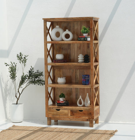 Alimy Wooden Display Shelf Unit – Solid Wood, 196 cm | Opelhome UAE