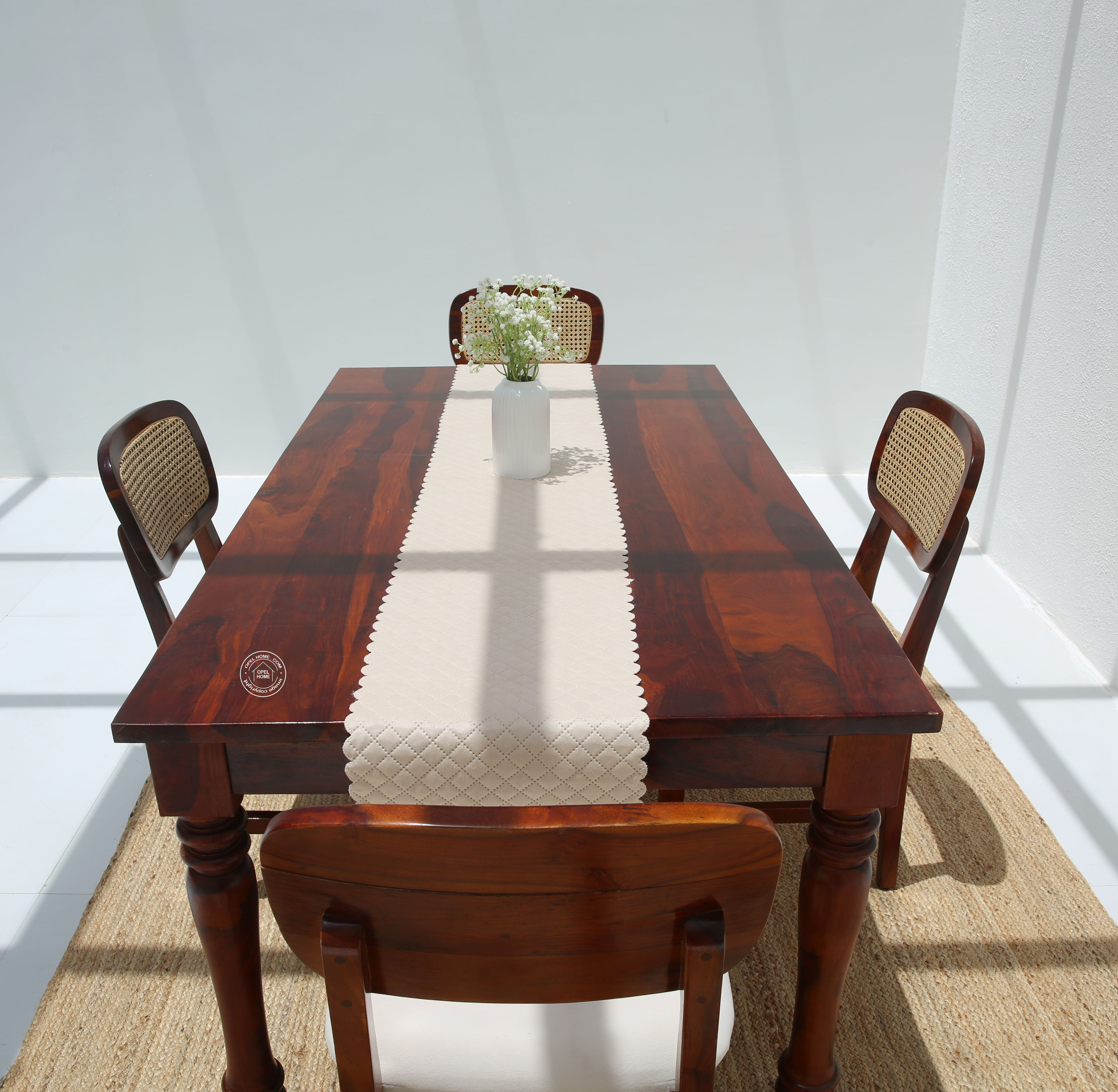 Verdura Wooden 4 Seater Dining Table – (Only Table) , Honey finish | Opelhome UAE