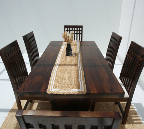 Rosetta Wooden 6 Seater Dining Table – (Only Table) , Walnut finish | Opelhome UAE