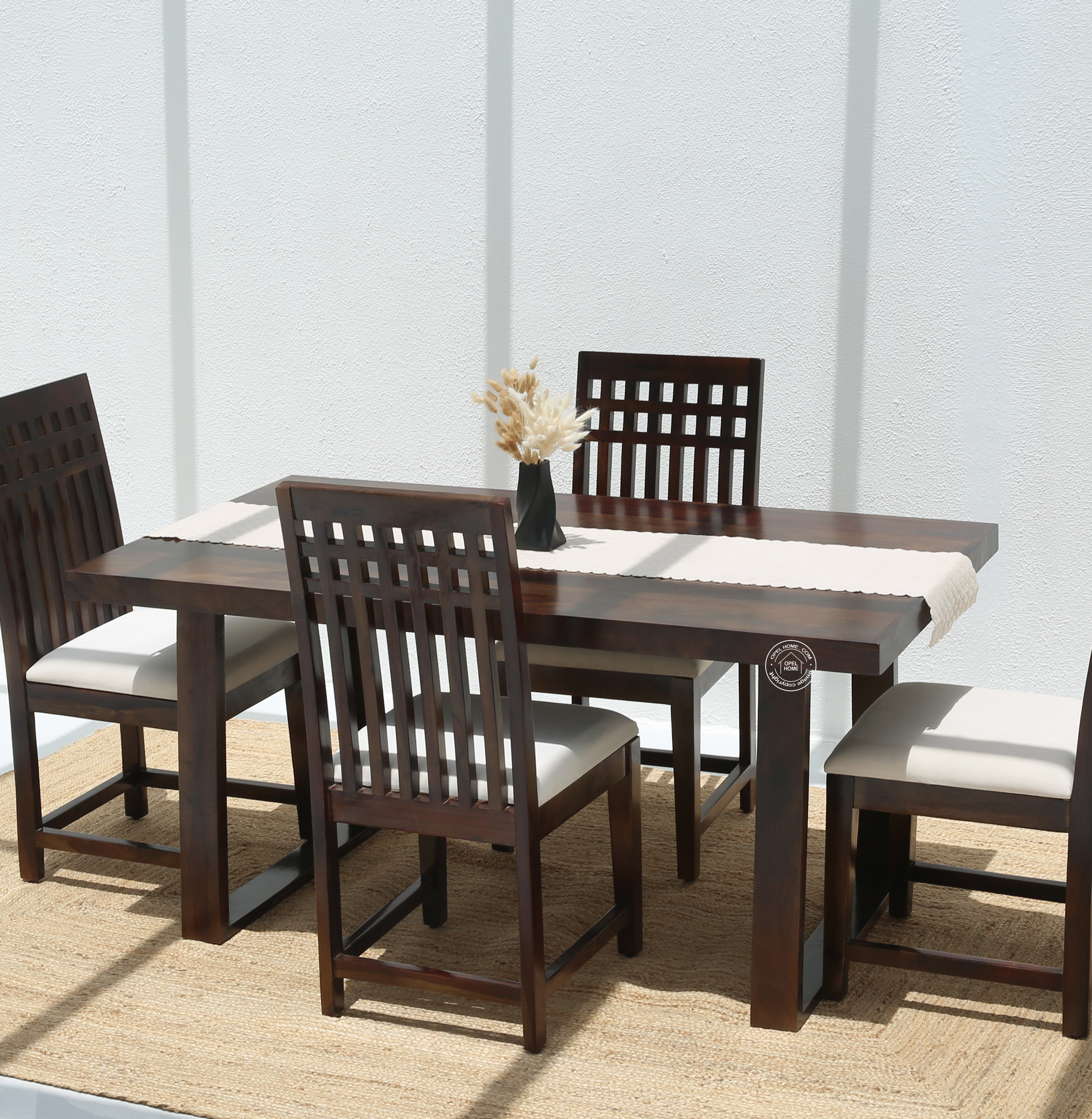Ardo Wooden 4 Seater Dining Table – (Only Table) , Walnut finish | Opelhome UAE