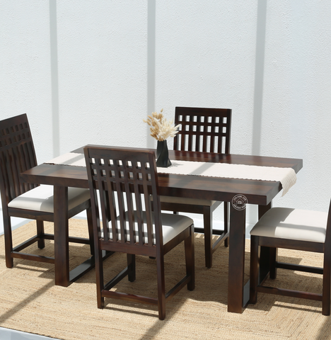 Ardo Wooden 4 Seater Dining Table – (Only Table) , Walnut finish | Opelhome UAE