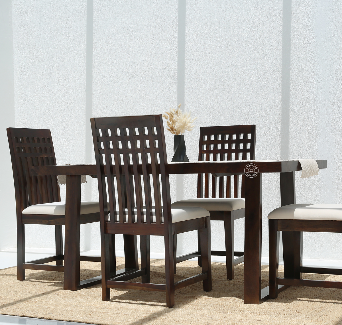 Ardo Wooden 4 Seater Dining Table – (Only Table) , Walnut finish | Opelhome UAE