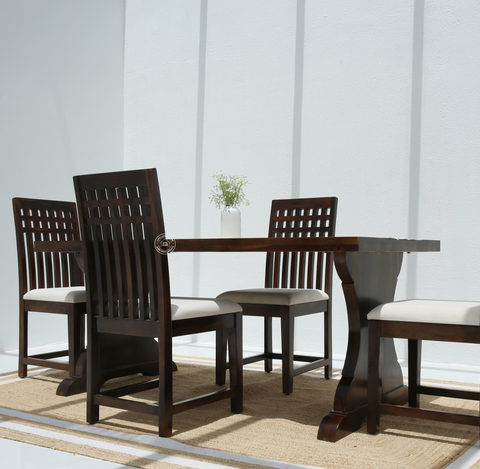 Rosetta Wooden 4 Seater Dining Table – (Only Table) , Walnut finish | Opelhome UAE
