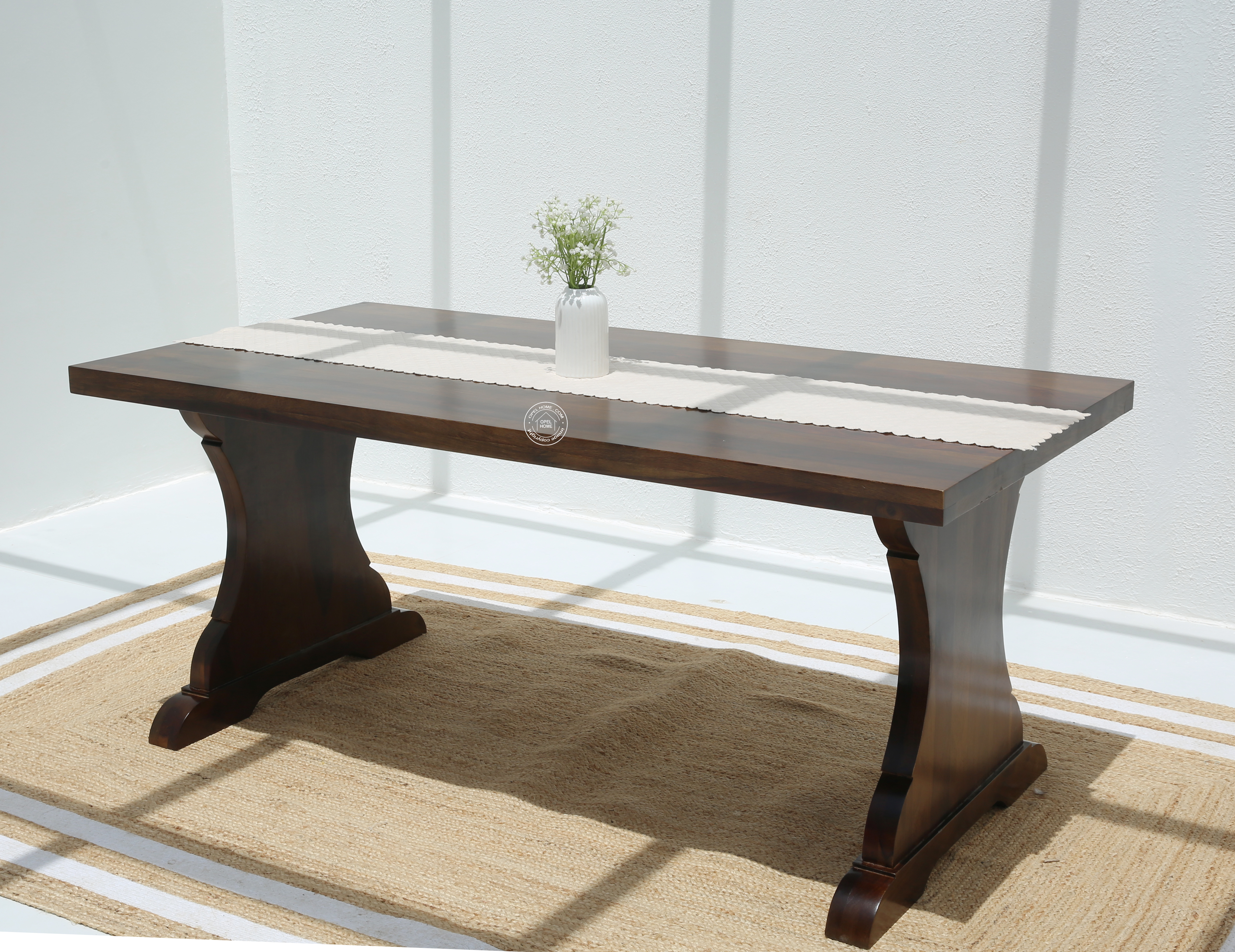 Rosetta Wooden 4 Seater Dining Table – (Only Table) , Walnut finish | Opelhome UAE