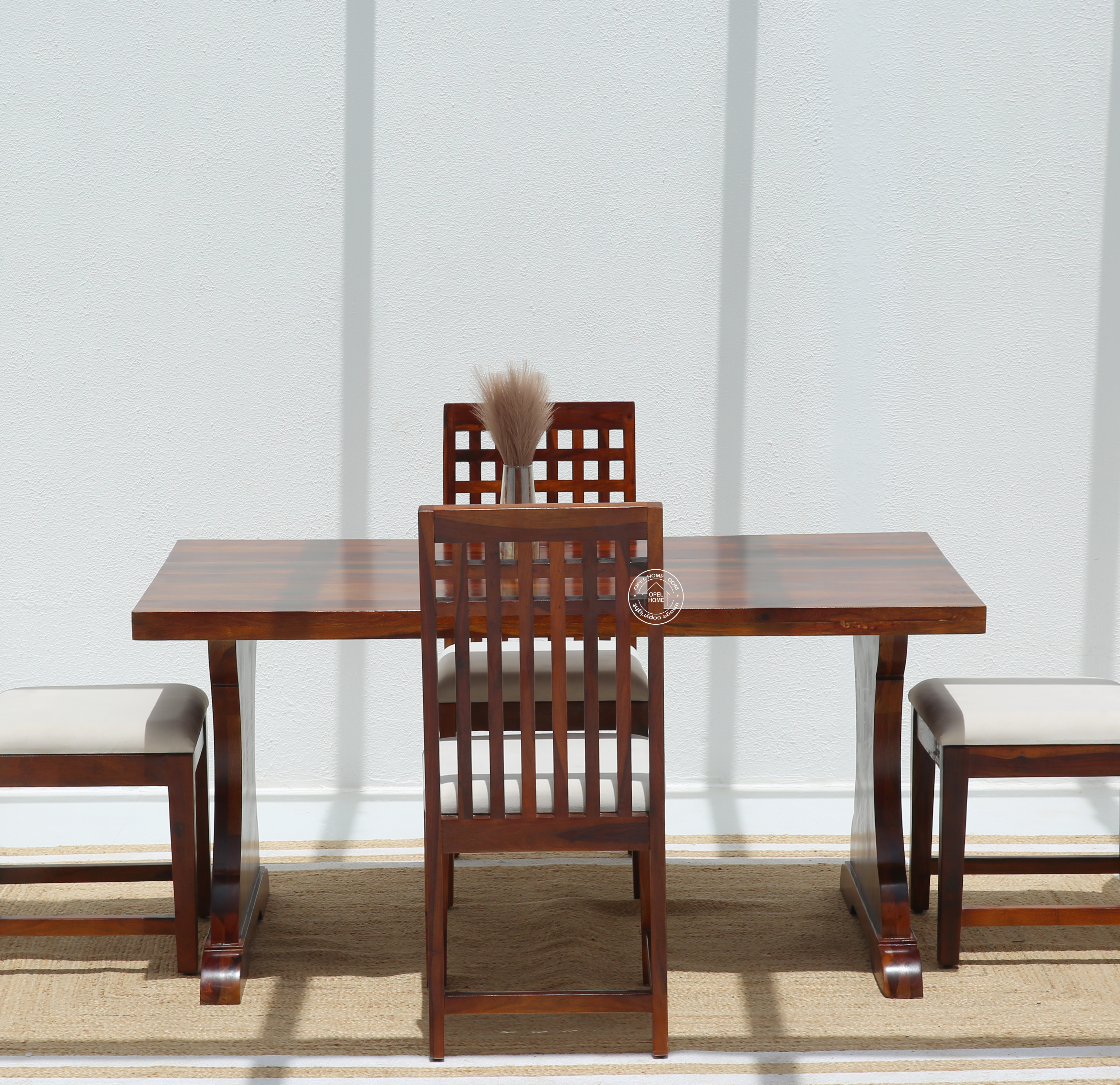 Rosetta Wooden 4 Seater Dining Table – (Only Table) , Honey finish | Opelhome UAE
