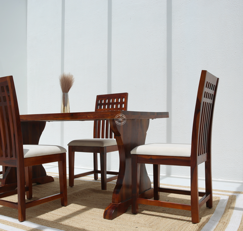 Rosetta Wooden 4 Seater Dining Table – (Only Table) , Honey finish | Opelhome UAE