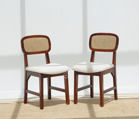 Formora Rattan Wooden Dining Chair – (Only one pcs , Honey finish) | Opelhome UAE