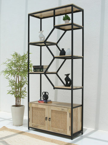 Trevo Industrial Wooden bookcase with two door