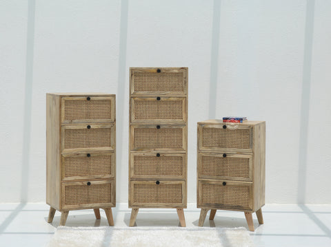 Grainline Chest of Rattan Drawers – Solid Mango Wood, Multiple Sizes | Opelhome UAE